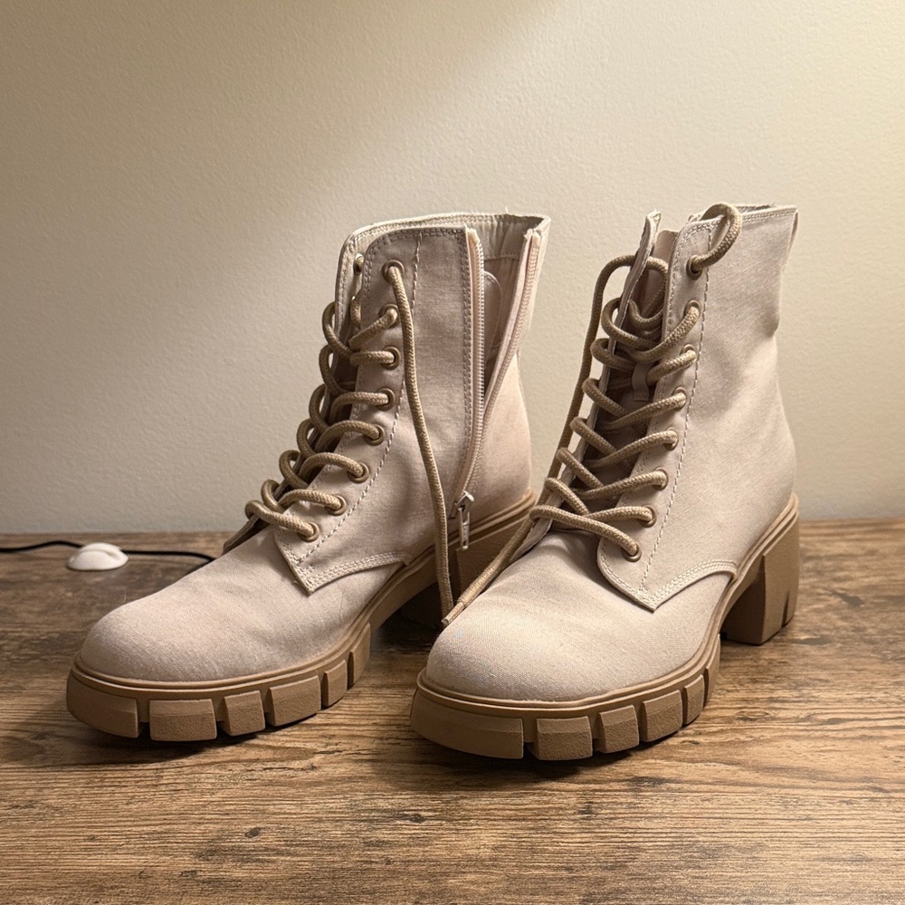 Target Cream Lace-Up Boots